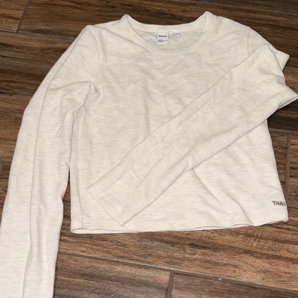 TNA Off-White Waffle Knit Top